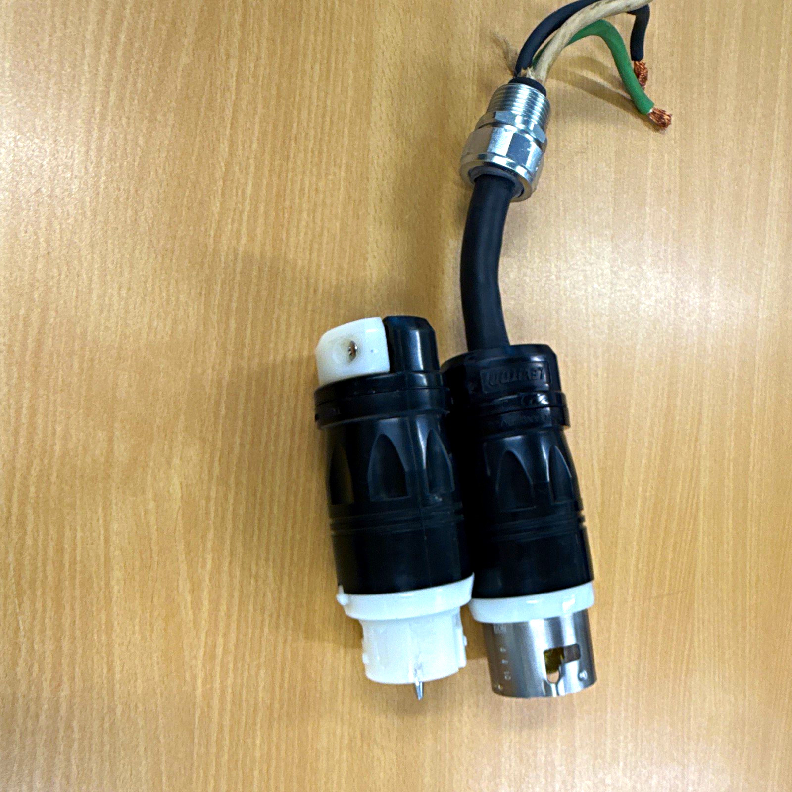 Leviton Locking Electrical Plug Connector w/ 3-Wire Pigtail, Metal Housing Leviton Locking Electrical Plug Connector w/ 3-Wire Pigtail, Metal Housing