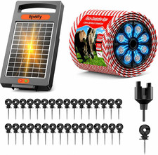 24 Hour Solar Electric Fence Charger, 10 Miles+ Electric Fence Wire and Insulato picture