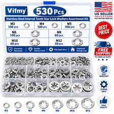 530PCS Internal Tooth Star Lock Washer, 304 Stainless Steel Push Nuts Assortment picture