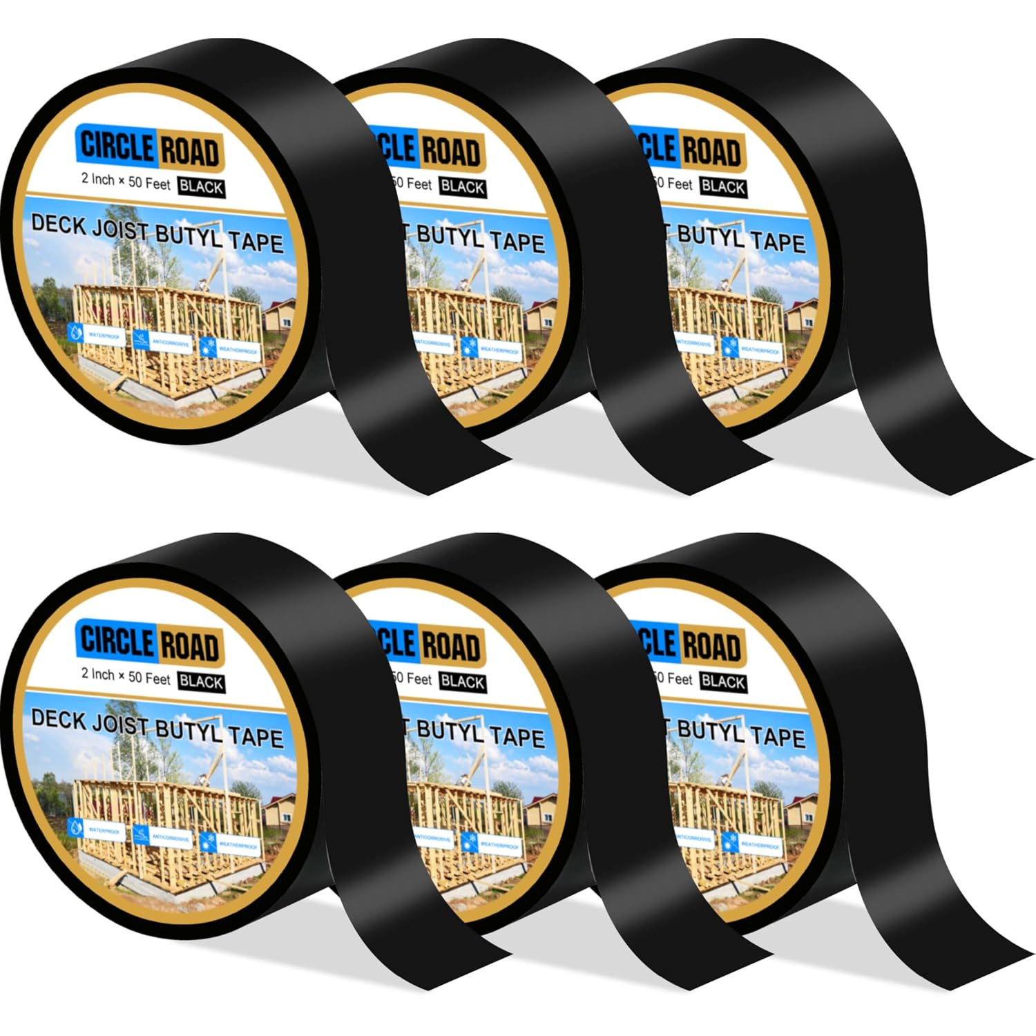 Joist Tape for Decking 2\'\' X 50\' 6 Rolls Weatherproof Butyl Tape Joist Tape for Decking 2\'\' X 50\' 6 Rolls Weatherproof Butyl Tape