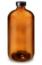32oz Amber Glass Bottle w/ Phenolic Cap - FDA Compliant - Pack Of 12 picture