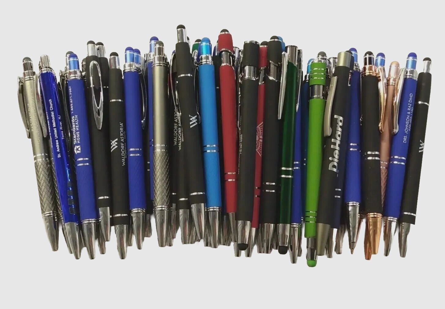 50ct Wholesale Lot Mixed Metal Misprint Pens: Retractable Click Ballpoint Gel