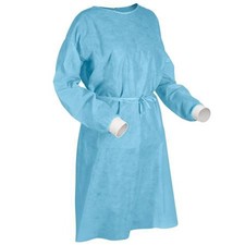 50/100Pk Disposable Isolation Gowns Knit Cuff Blue One Size Medical PPE Dental picture