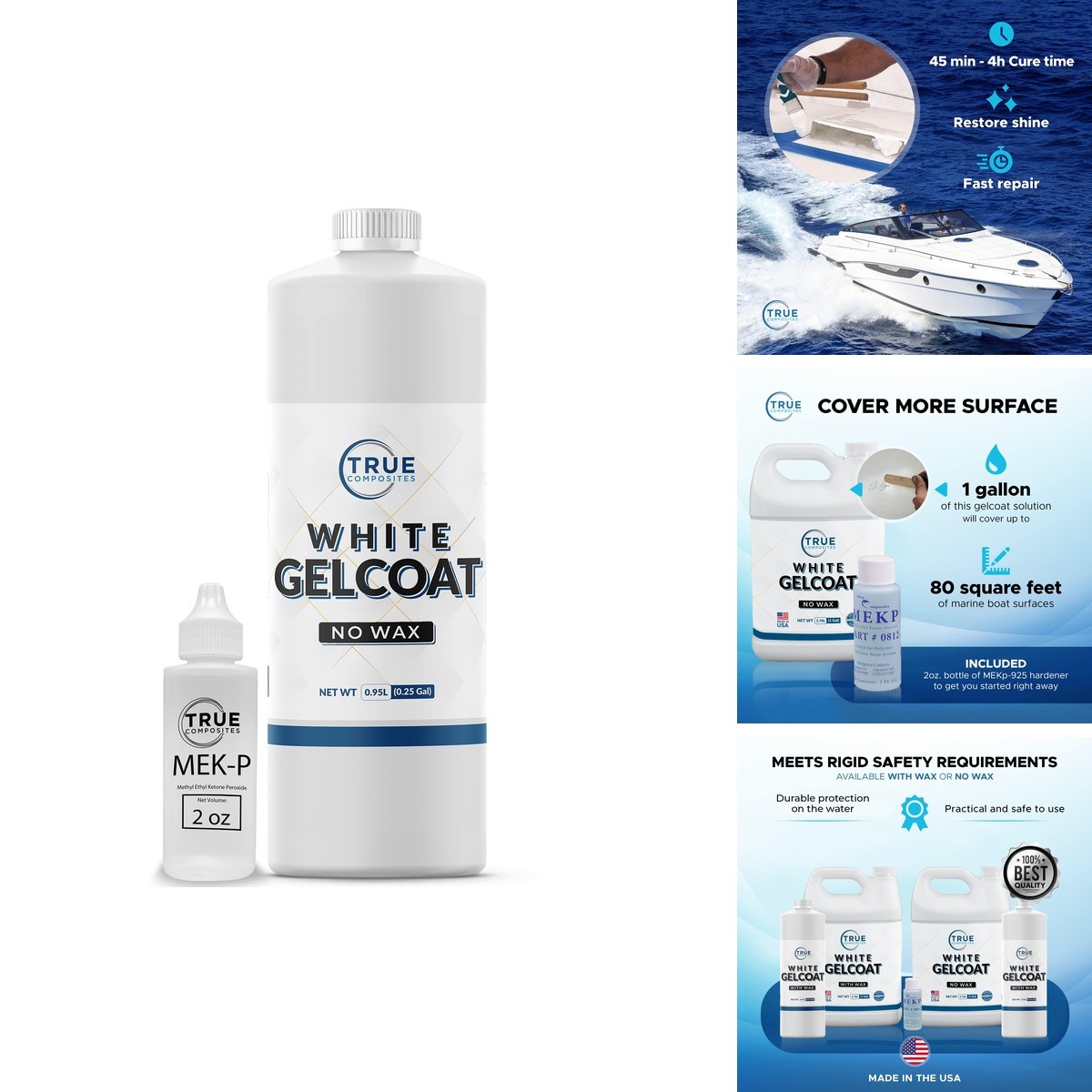 True Composites White Gelcoat No Wax Quart Kit