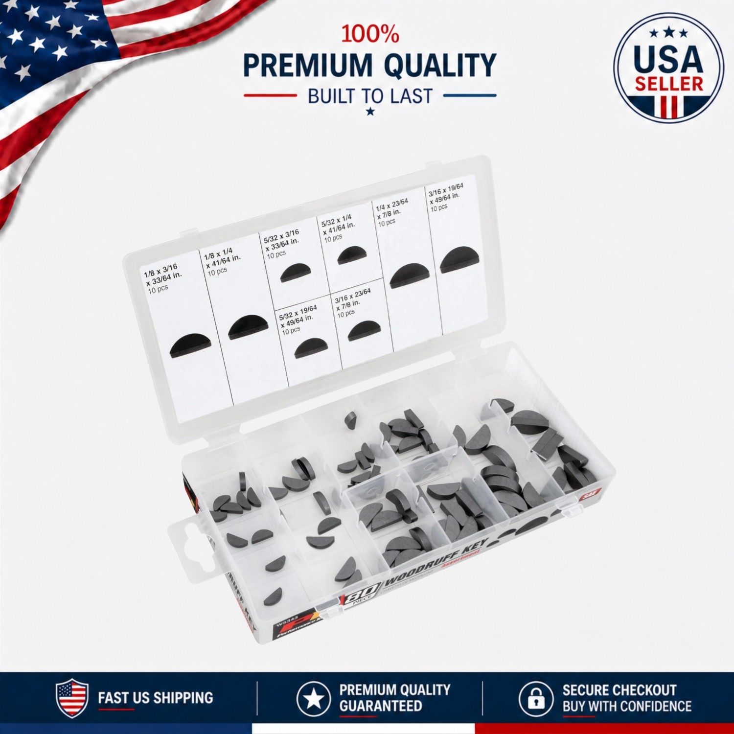 Versatile 80-Piece Woodruff Key Set with Carbon Steel Durability – Ideal for DIY Versatile 80-Piece Woodruff Key Set with Carbon Steel Durability – Ideal for DIY