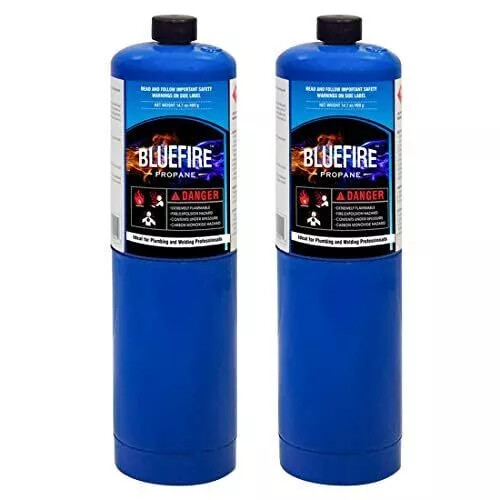 BLUEFIRE 2x Standard Propane Gas Fuel Cylinder / Canister,14 oz, 97% High Purity BLUEFIRE 2x Standard Propane Gas Fuel Cylinder / Canister,14 oz, 97% High Purity