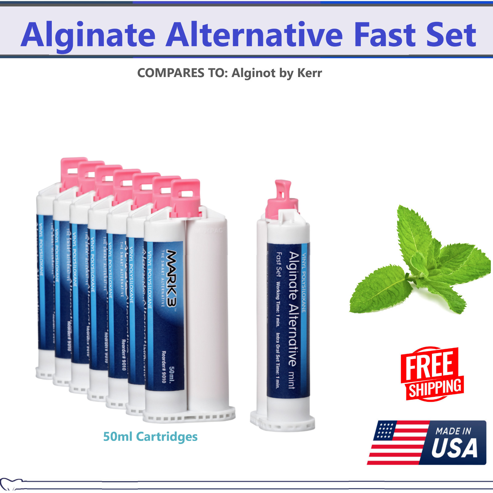 Dental Alginot Mark3 Alginate Substitute Alternative 4 or 8 x 50mL, Fast Set USA