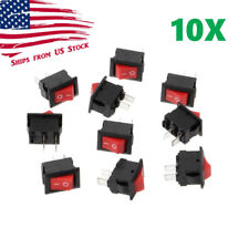 10PCS Mini Rocker Switch 2 Pin ON-OFF SPST 125VAC/6A 250VAC/3A Red KCD11 US picture