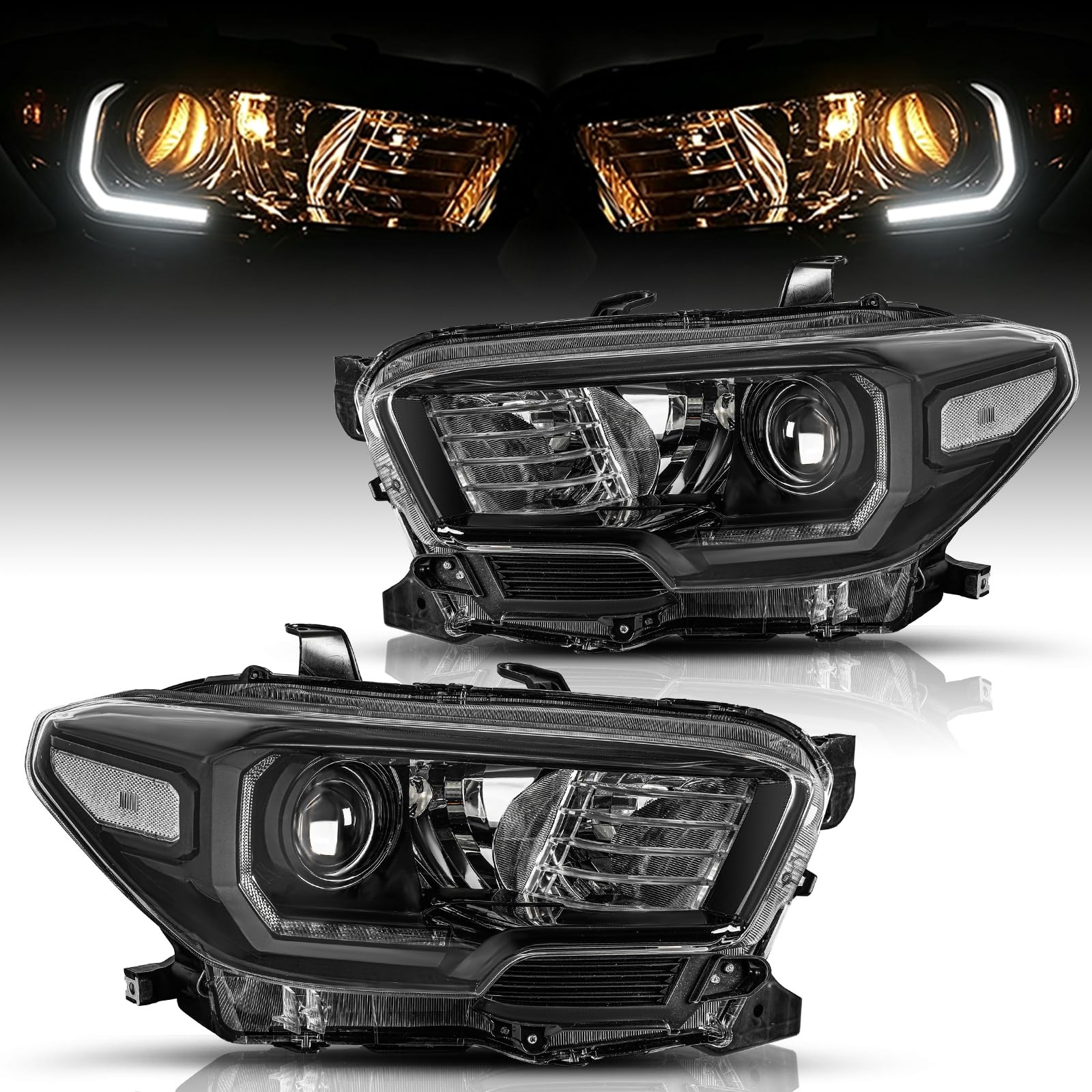 Headlight,Compatible with 2016-2022 Toyota Tacoma,Clear Reflector Headlight,Compatible with 2016-2022 Toyota Tacoma,Clear Reflector