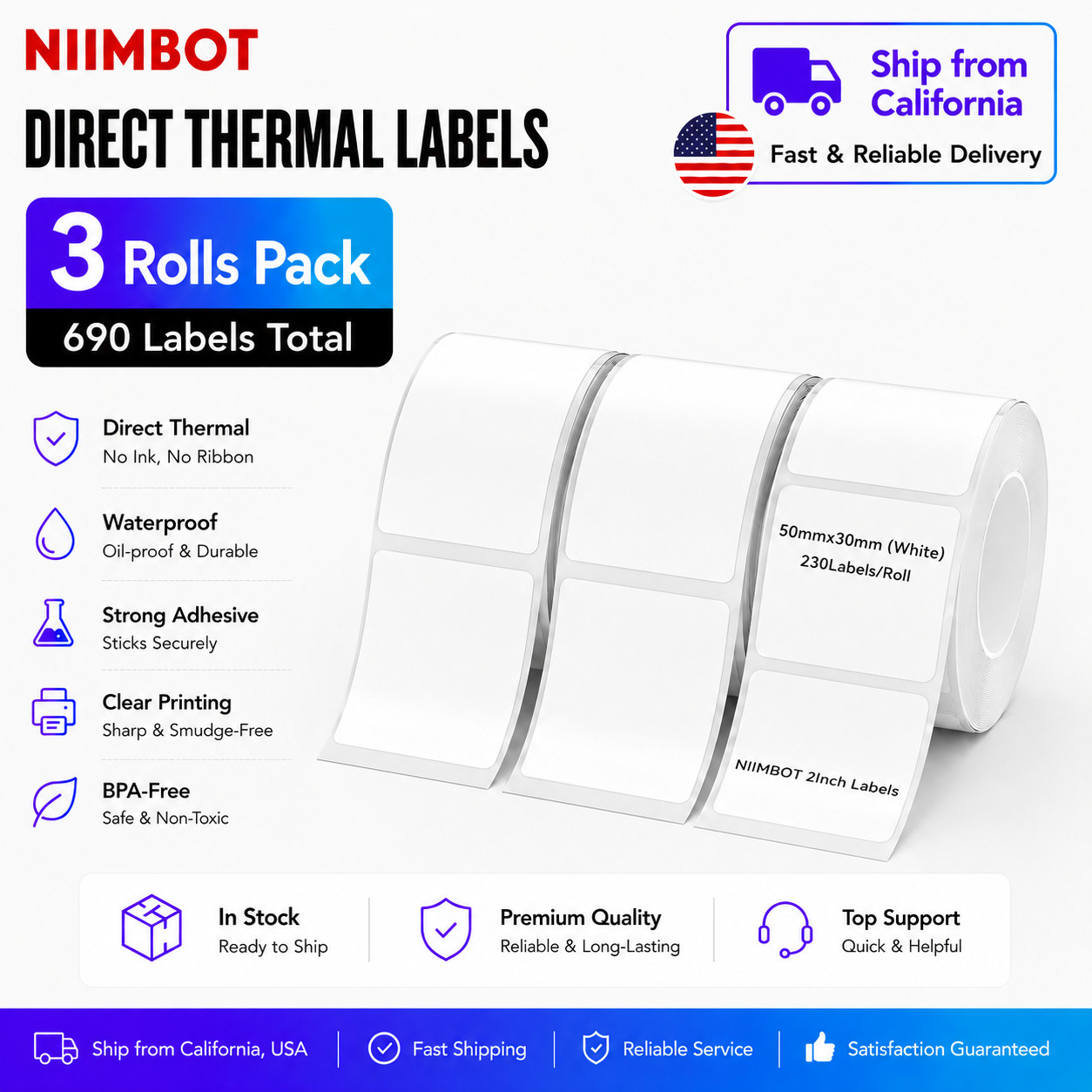 NIIMBOT B1/B1 Pro Label Rolls Direct Thermal Refill Labels Multi-Size 3 Rolls NIIMBOT B1/B1 Pro Label Rolls Direct Thermal Refill Labels Multi-Size 3 Rolls