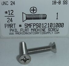 #12-24x1 Flat Head Phillips Machine Screws Stainless Steel (15) picture