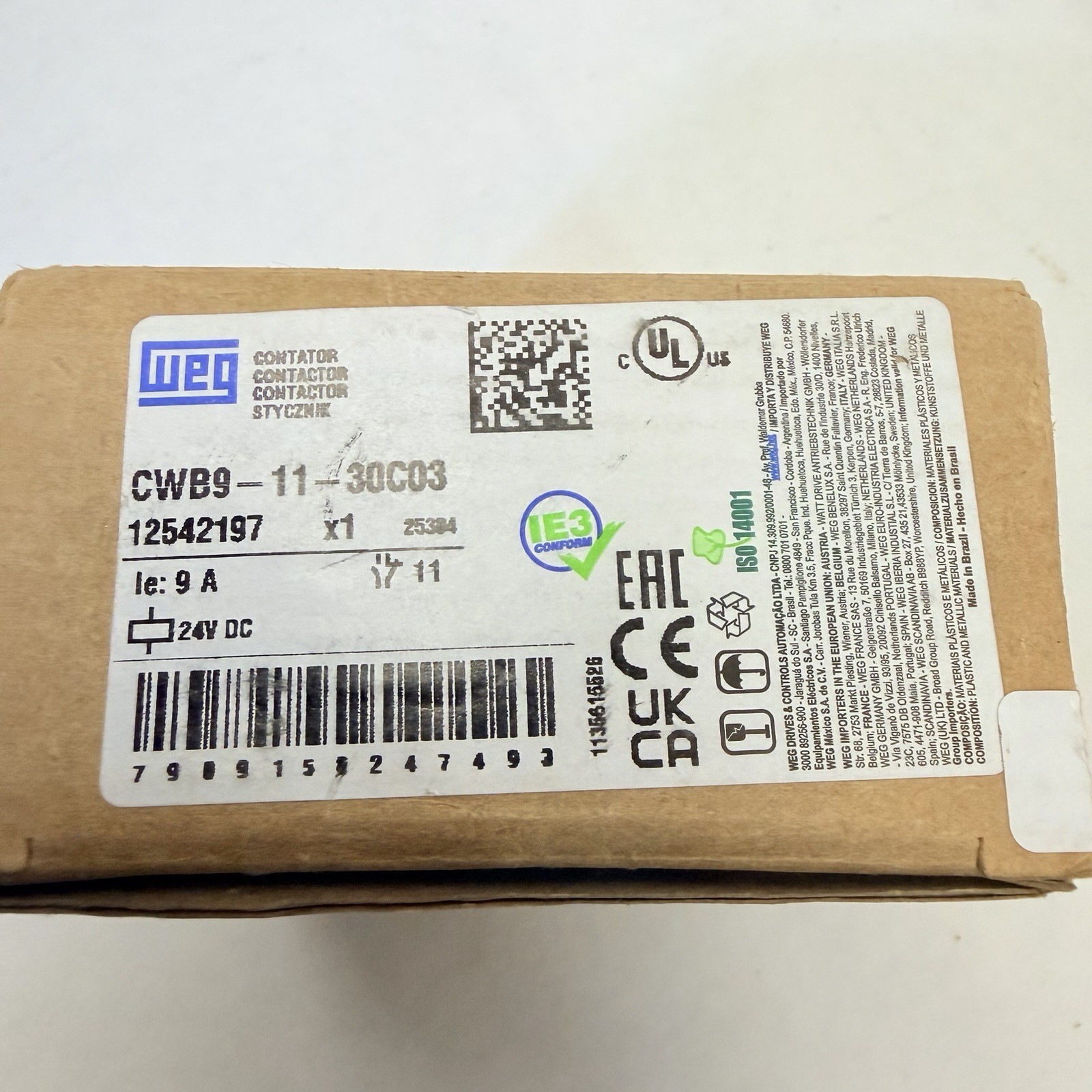 WEG CONTACTOR CWB9-11-30C03 WEG CONTACTOR CWB9-11-30C03
