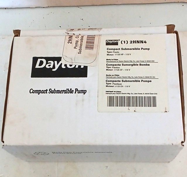 Dayton 2HNN4 Submersible Compact Pump 1/125HP 115V Plastic 80GPM 1/4 Dayton 2HNN4 Submersible Compact Pump 1/125HP 115V Plastic 80GPM 1/4
