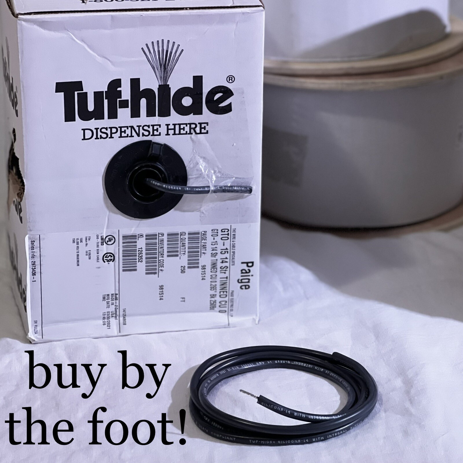 GTO15 Paige 981514 Black By The Foot High Voltage Wire Silicone Insulated Cable GTO15 Paige 981514 Black By The Foot High Voltage Wire Silicone Insulated Cable