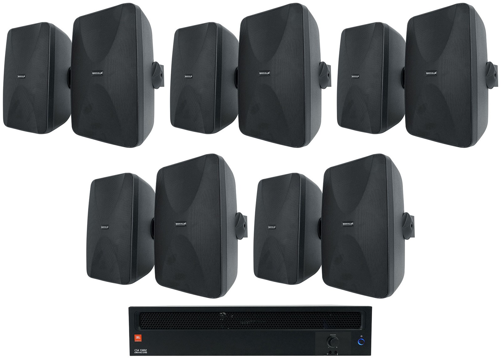 JBL CSA1300Z 70v Commercial Amplifier + (10) Black Wall Mount Speakers CSA 1300Z JBL CSA1300Z 70v Commercial Amplifier + (10) Black Wall Mount Speakers CSA 1300Z