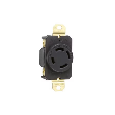 Legrand L1630r Lockingreceptacle, 30A, 10Hp, 480Vac, Black