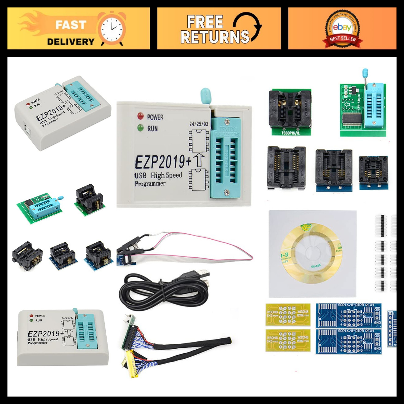 High-Speed USB SPI Programmer for 24/25/93 EEPROM Flash BIOS - 12 Socket Adapter High-Speed USB SPI Programmer for 24/25/93 EEPROM Flash BIOS - 12 Socket Adapter