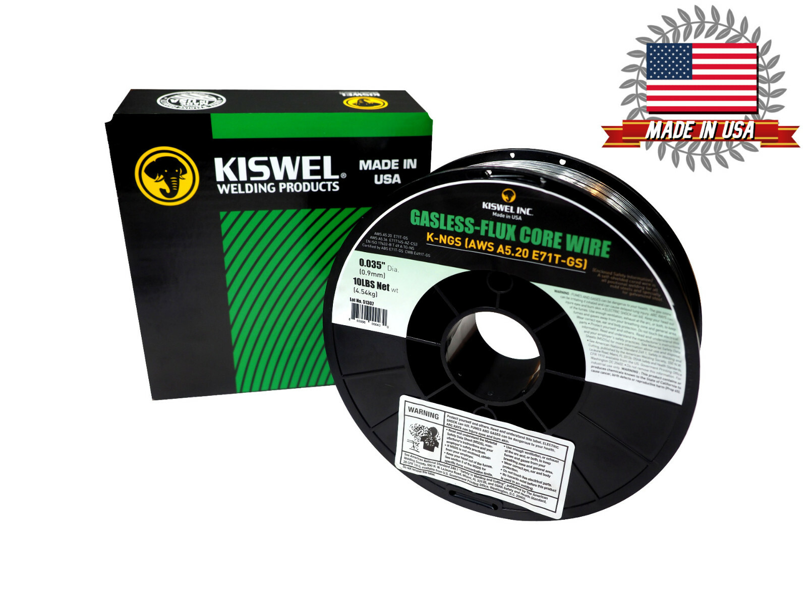 (Made in USA) Kiswel E71T-GS .035 in. Dia 10lb. Gasless-Flux Core Welding wire (Made in USA) Kiswel E71T-GS .035 in. Dia 10lb. Gasless-Flux Core Welding wire