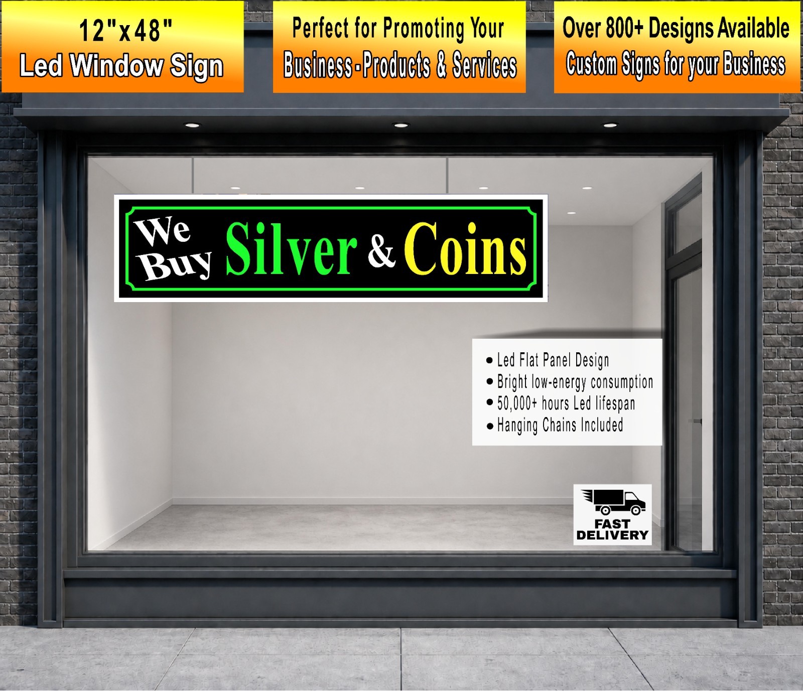 We Buy Silver and Coins Led light box window Sign 48