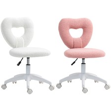 HOMCOM Armless Home Office Desk Chair, Heart Makeup Vanity Chair picture