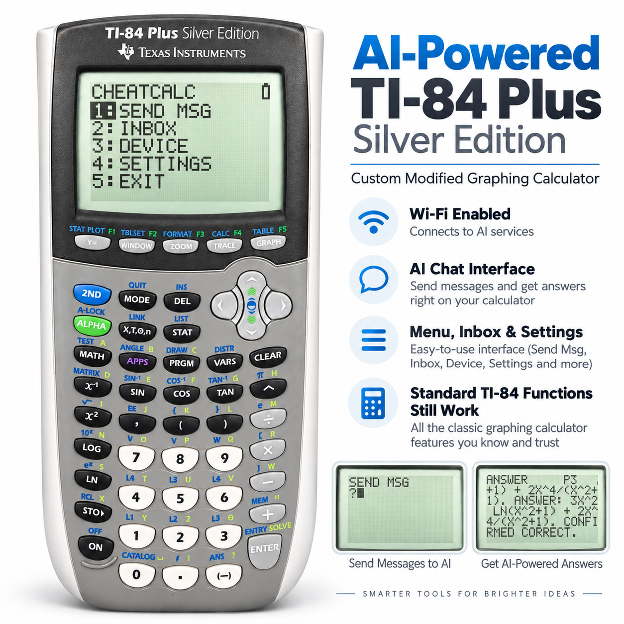 Modded TI-84 Plus Silver Edition AI WiFi Calculator ChatGPT Claude Gemini ESP32 Modded TI-84 Plus Silver Edition AI WiFi Calculator ChatGPT Claude Gemini ESP32