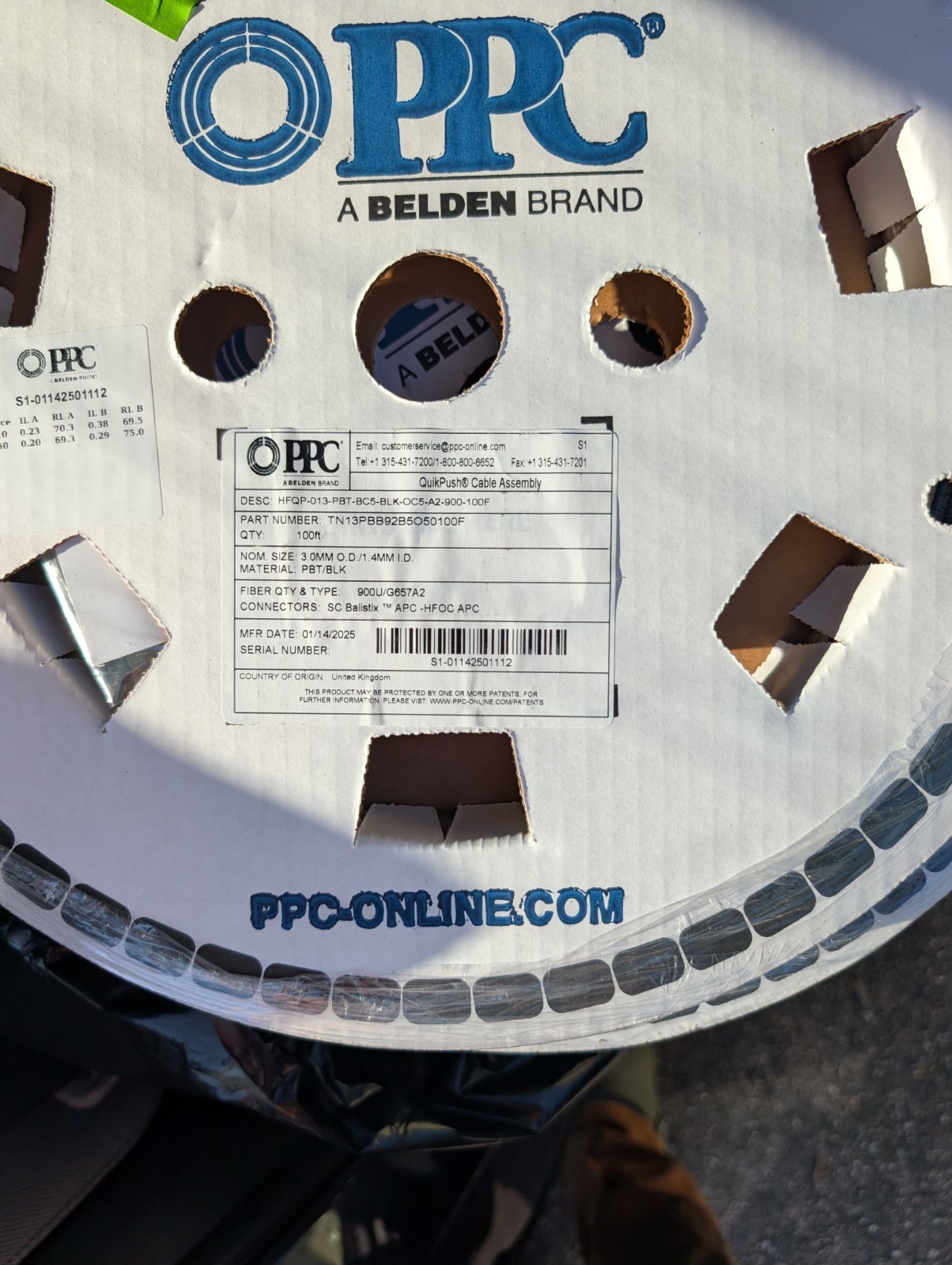 300ft Belden/PPC QuikPush Cable Assembly 900U/G657A2 300ft Belden/PPC QuikPush Cable Assembly 900U/G657A2