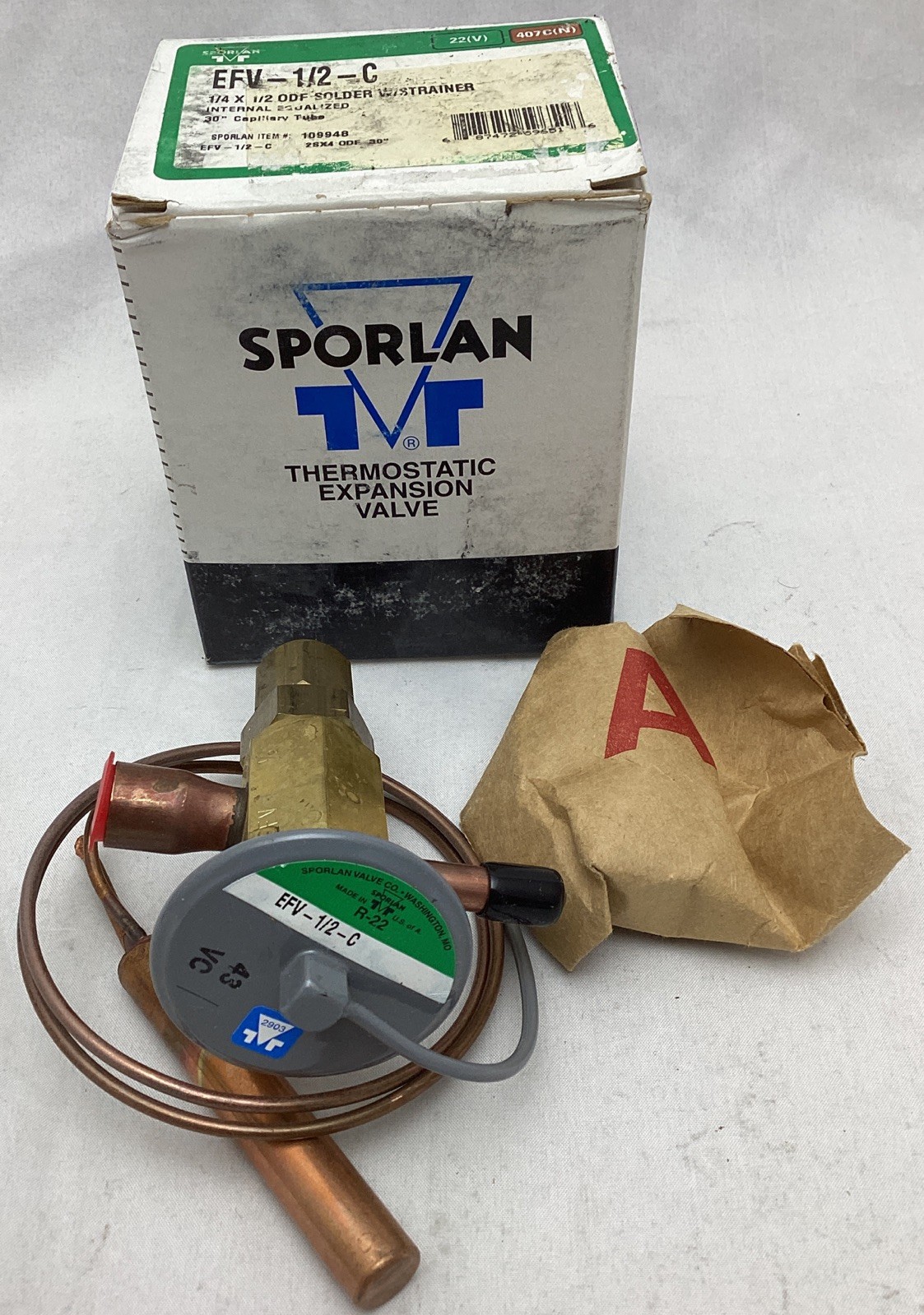 Sporlan Thermostatic Expansion Valve EFV-1/2-C 1/4 X 1/2 ODF Solder W/ Strainer Sporlan Thermostatic Expansion Valve EFV-1/2-C 1/4 X 1/2 ODF Solder W/ Strainer
