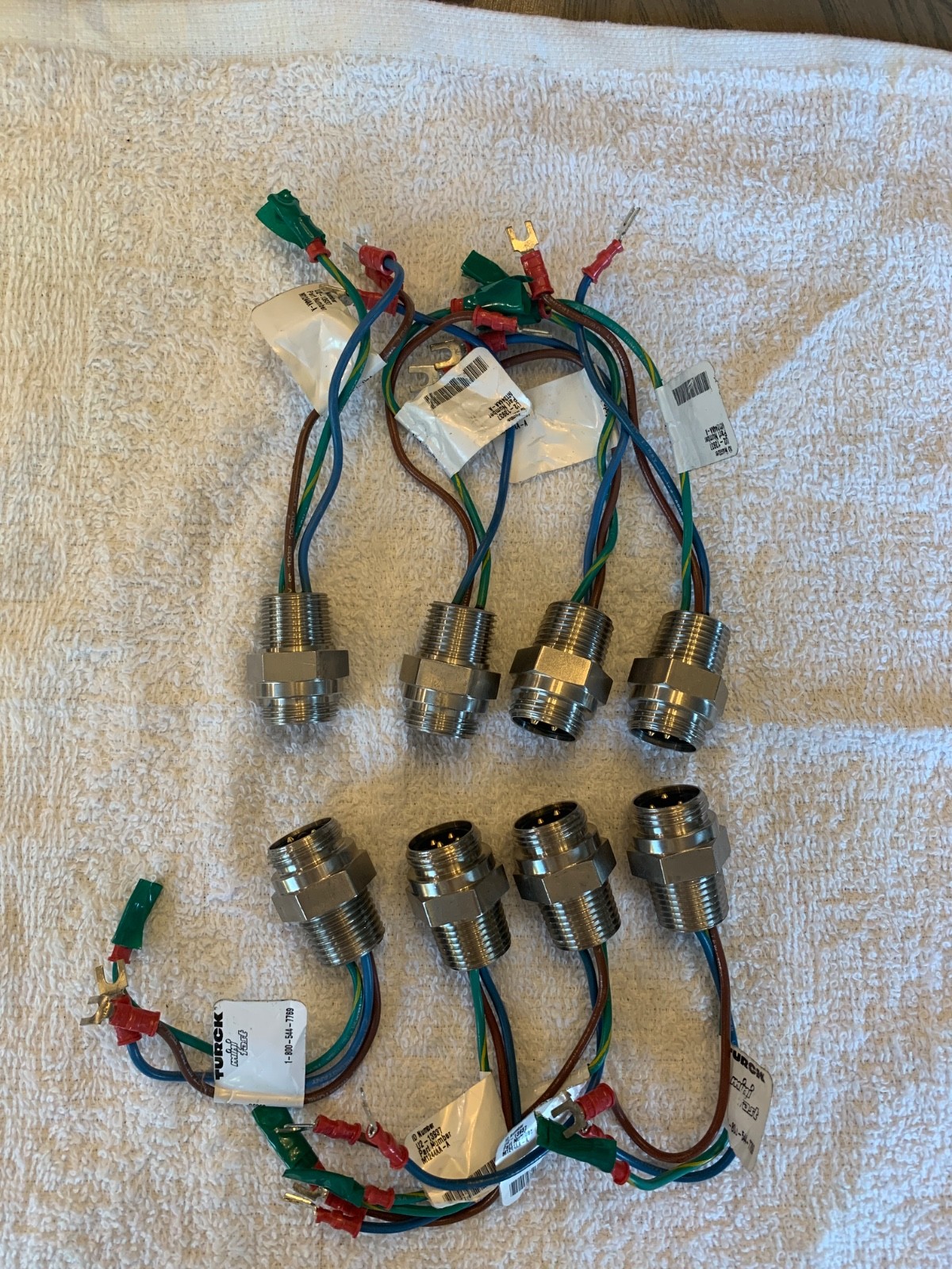Lot of 8 Turck M1244AA-A Receptacles U2-13937 4-Pin Cut Wires Clean Used