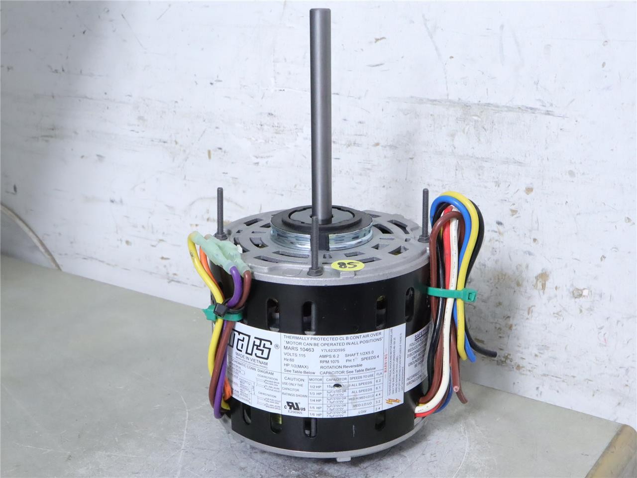 MARS Y7L623D59S Furnace Blower Motor 10463 1/2HP 115V 1075RPM 4SPD Reversible MARS Y7L623D59S Furnace Blower Motor 10463 1/2HP 115V 1075RPM 4SPD Reversible