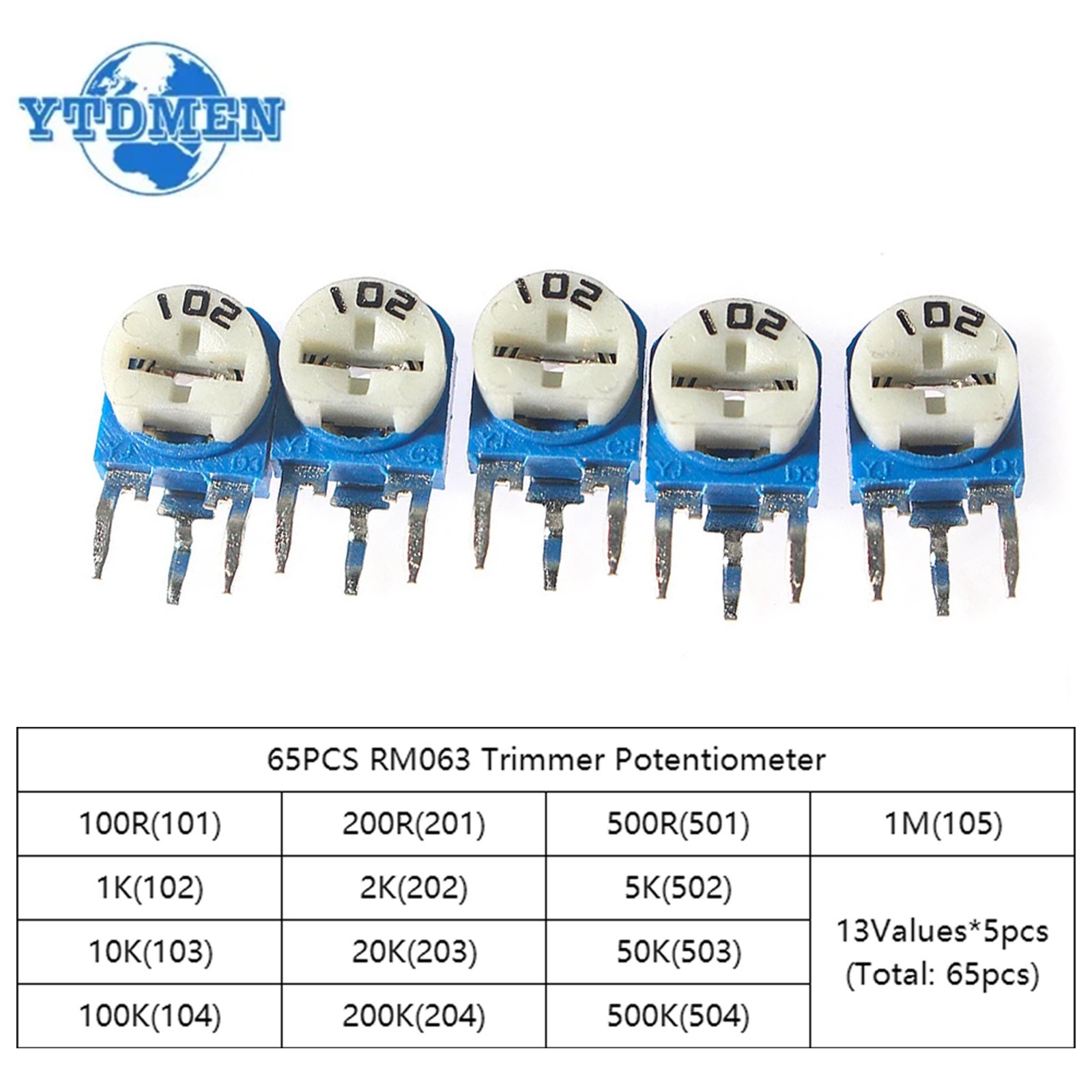 13 Values 100R~1M 101 102 103 104 1K 10K 100K Trim Pot Trimmer Potentiometer 13 Values 100R~1M 101 102 103 104 1K 10K 100K Trim Pot Trimmer Potentiometer