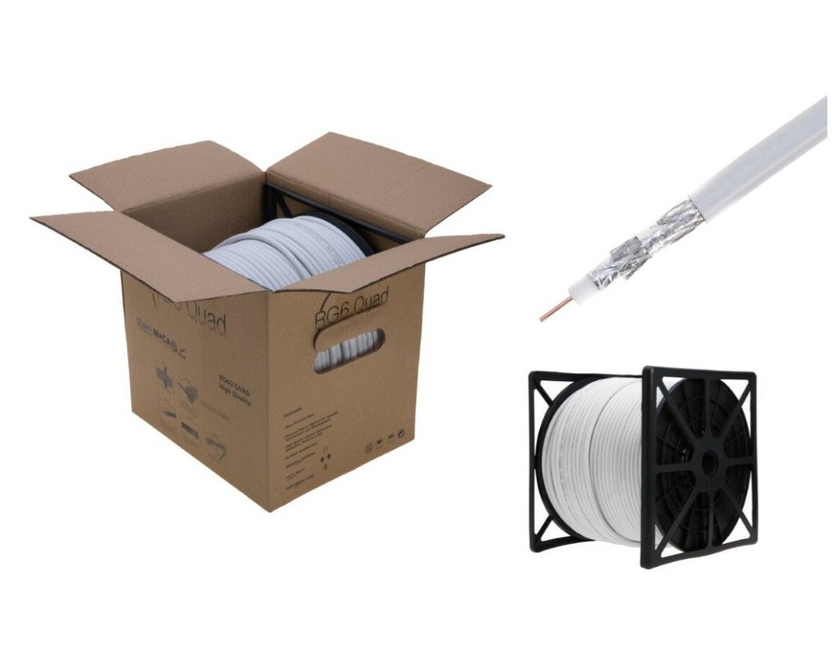 RG6 Coaxial Cable Quad Shield 18AWG Outdoor 3GHz Satellite TV 500FT/1000FT LOT RG6 Coaxial Cable Quad Shield 18AWG Outdoor 3GHz Satellite TV 500FT/1000FT LOT