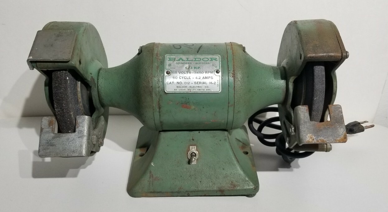 Vintage Baldor 1/3 HP 115 Volt #612 Bench Grinder Vintage Baldor 1/3 HP 115 Volt #612 Bench Grinder