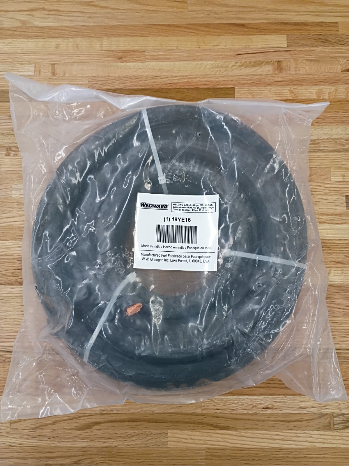 Westward 19YE16 Welding Cable, 4/0 ga, 25 Ft., Black Westward 19YE16 Welding Cable, 4/0 ga, 25 Ft., Black