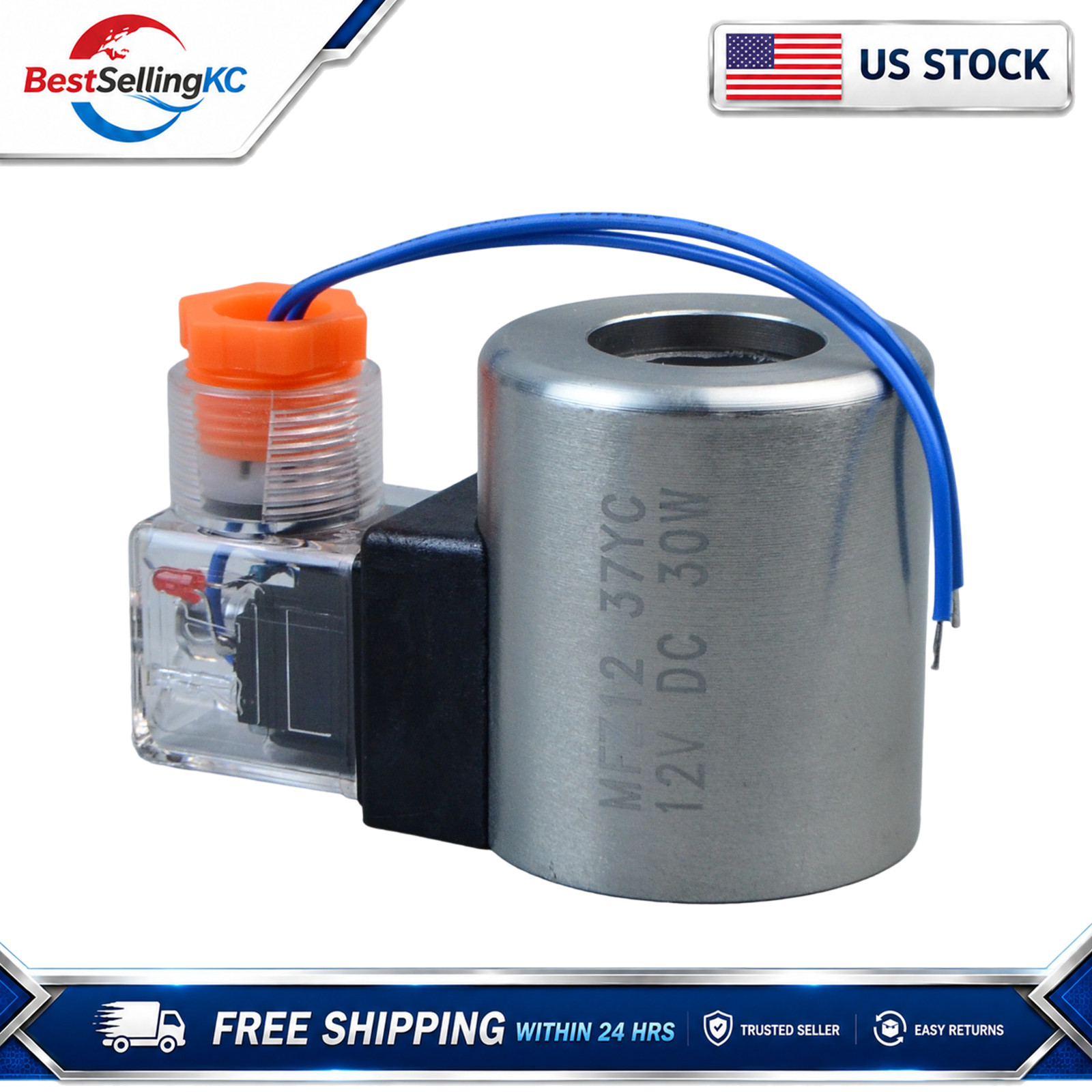 New Hydraulic Solenoid Control Valve Coil MFZ12-37YC 23*51mm 12V DC 30W New Hydraulic Solenoid Control Valve Coil MFZ12-37YC 23*51mm 12V DC 30W