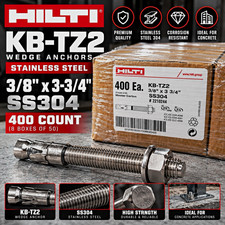 Hilti KB-TZ2 3/8” x 3-3/4” SS304 Wedge Anchors – Box of 50 – 8 Available picture