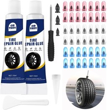 42PCS Tire Repair Rubber Nails Screws Kit with 2 Tubes Black Tire Sealant Glu... picture