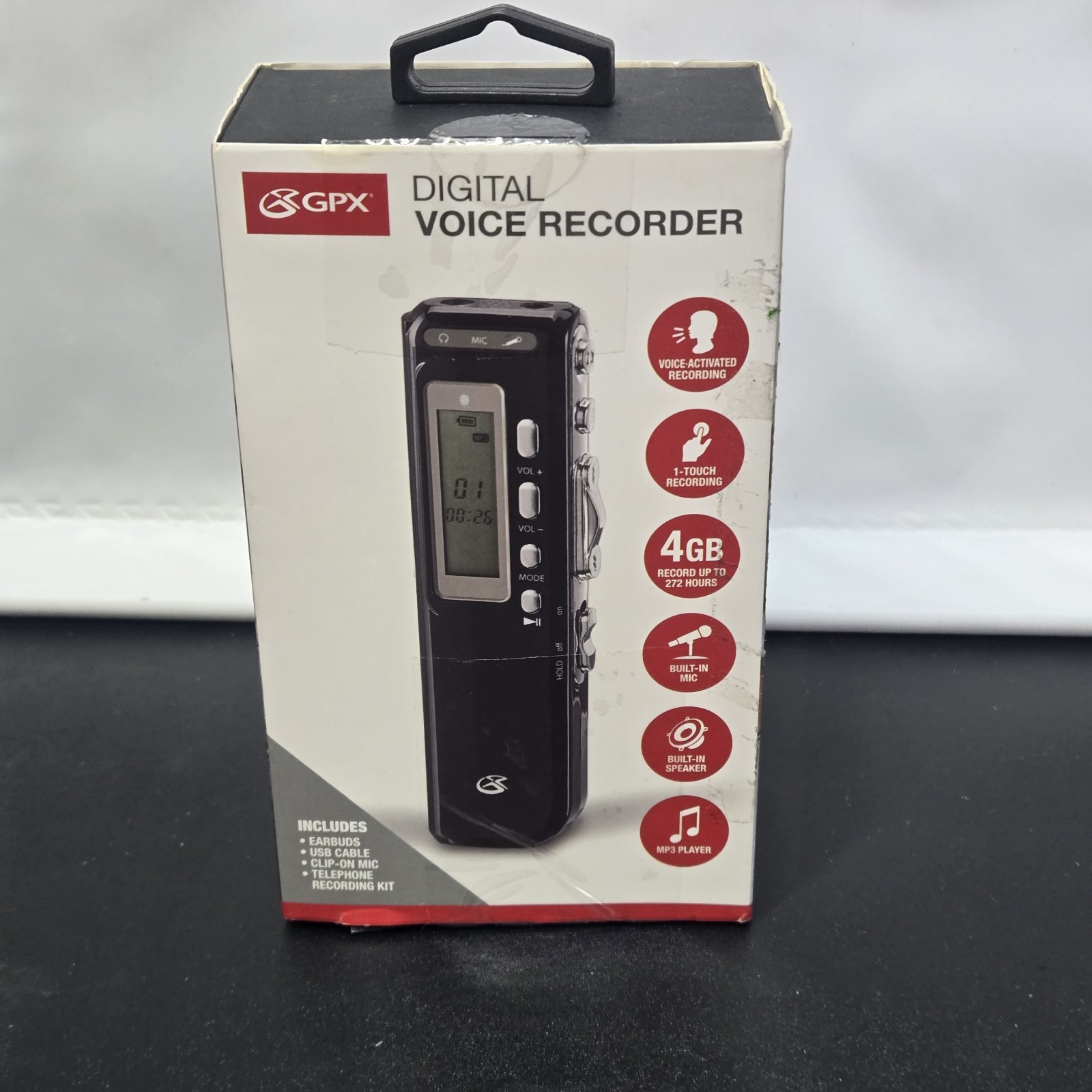 NOB GPX 4GB Digital Voice Activated Recorder Dictaphone PR047B Flash Memory NOB GPX 4GB Digital Voice Activated Recorder Dictaphone PR047B Flash Memory