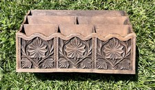 Vintage Lerner Brown Plastic Desktop Organizer Faux Wood Floral Letter Sorter picture