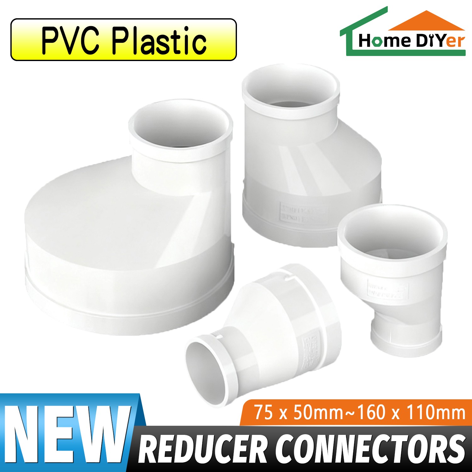 PVC Eccentric Reducer Connectors Adapter Metric Plumbing Fittings For ...