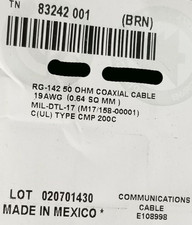 Belden 83242 19awg RG-142B/U 50Ohm SCCCS FEP Coaxial Wireless Cable Brown /5ft picture