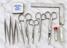 Vintage Surgical Lab Instrument Lot Roboz Forceps Scissors Tweezers Germany Stai picture
