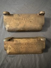 Pair Vintage Russell & Stoll R&S Co NY Cast Brass Electrical Junction Box P28483 picture