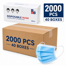 Blue 50 Pcs Disposable Face Masks 3-Ply Non Medical Surgical Earloop Adult FAST picture