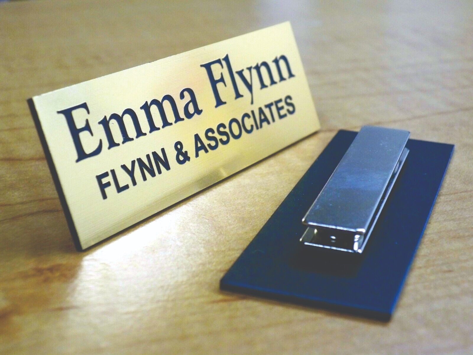 Custom Engraved 1x3 Brushed Gold Name Tag | Badge & Magnet | Employee Magnetic