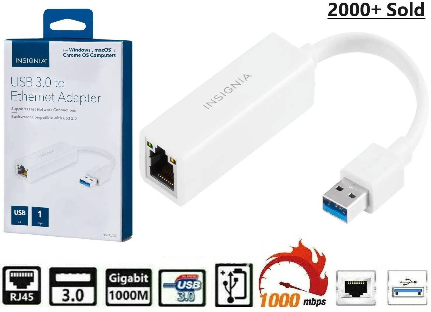 USB 3.0 to Ethernet Adapter LAN RJ45 1000Mbps Network Adapter For Windows PC Mac