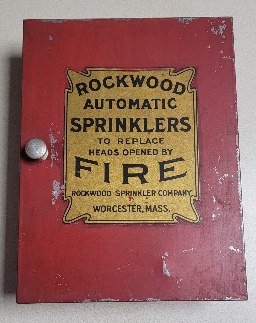 RARE Vintage Rockwood Fire Sprinkler Head Cabinet Box + 4 1940's Sprinkler Heads RARE Vintage Rockwood Fire Sprinkler Head Cabinet Box + 4 1940's Sprinkler Heads