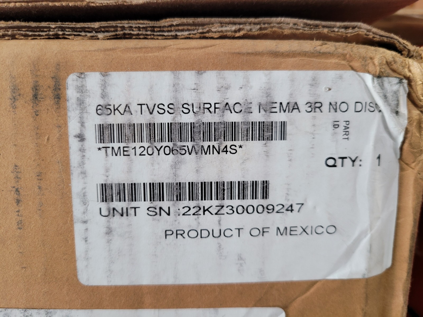 NEW GE ABB TME120Y065WMN4S SURGE SUPPRESSOR 65KA TVSS SURFACE NEMA 3R SPD TYPE 2 NEW GE ABB TME120Y065WMN4S SURGE SUPPRESSOR 65KA TVSS SURFACE NEMA 3R SPD TYPE 2