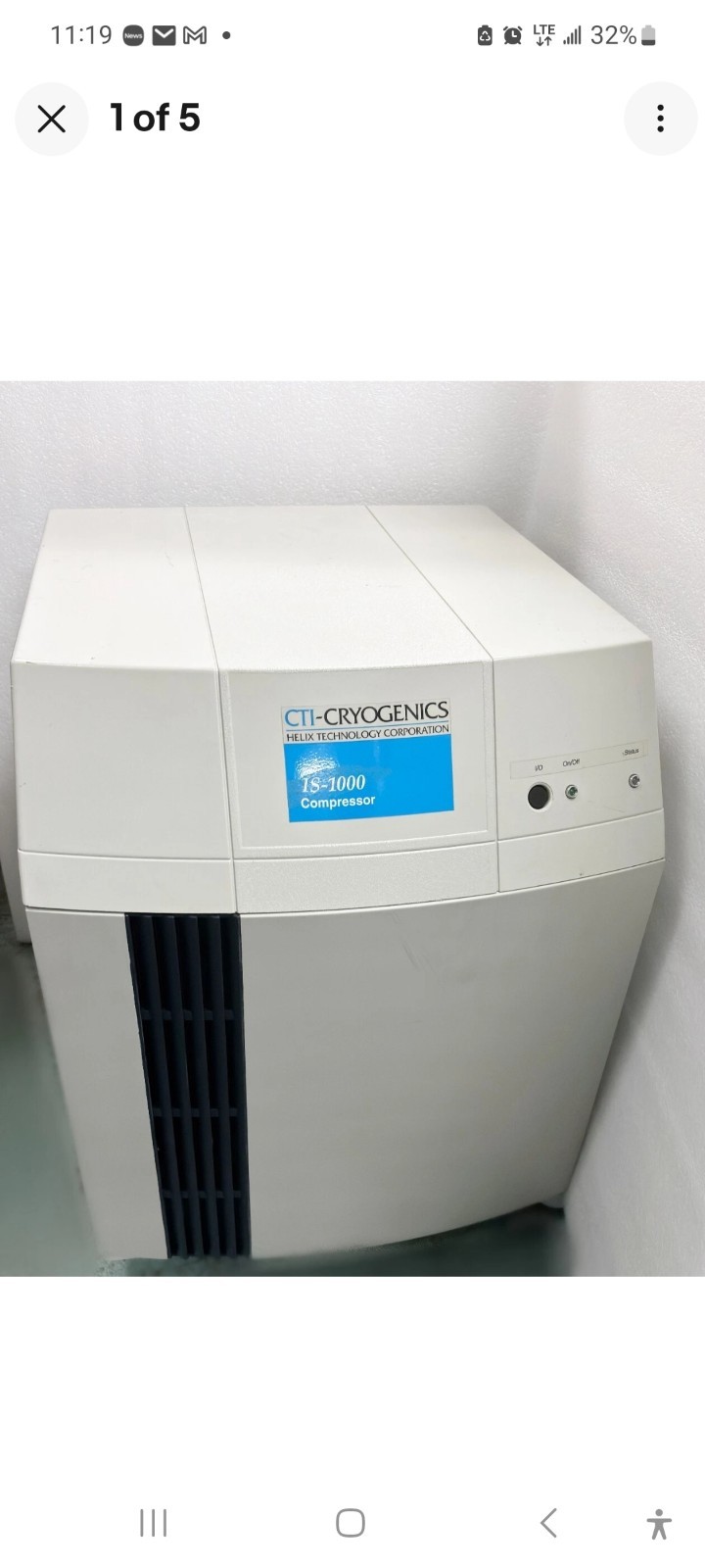 USED CTI-CRYOGENICS ON-BOARD  IS-1000 COMPRESSOR CRYOPUMP Part#Item: E31055350