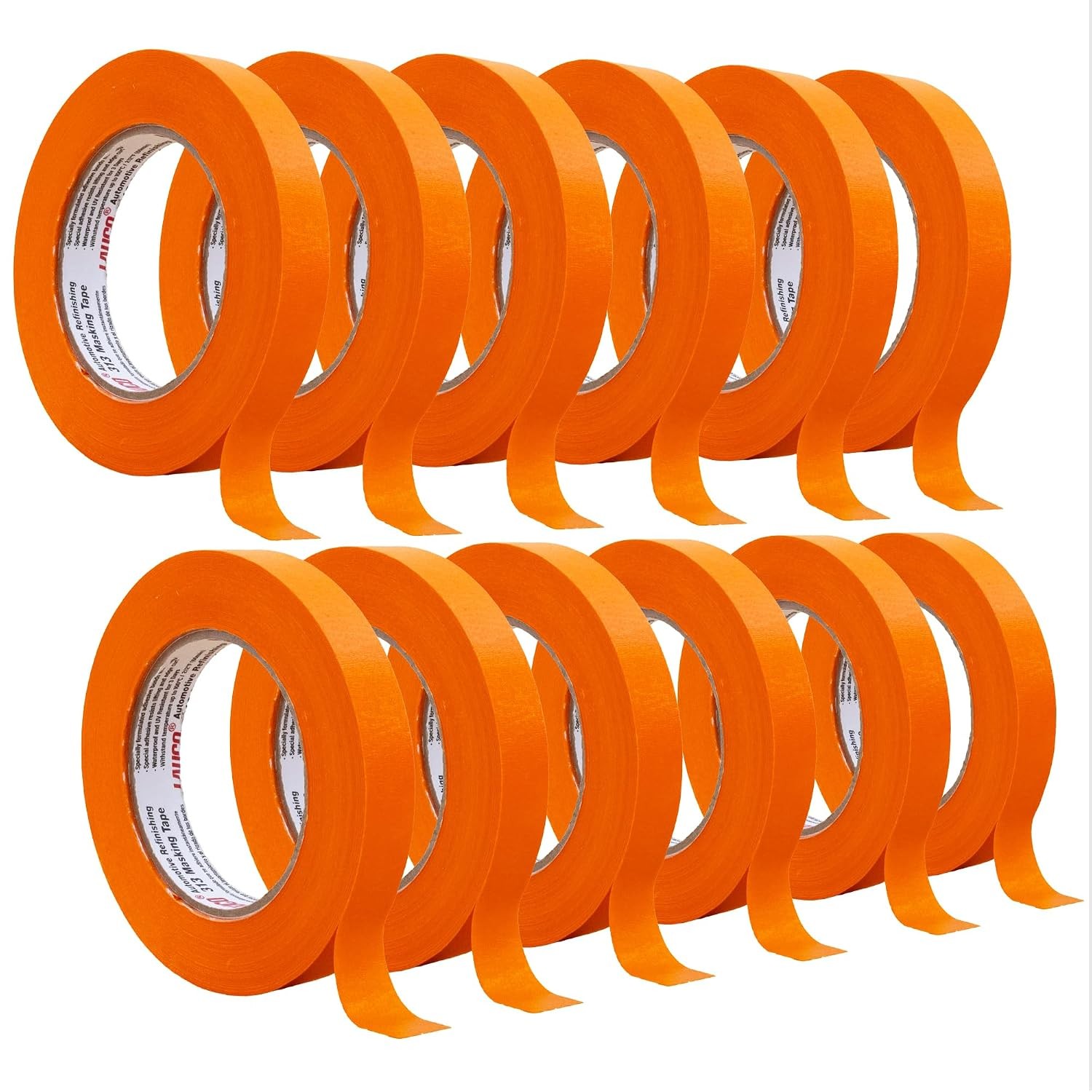 Orange Automotive Refinishing Masking Tape 0.75 in x 60 yd (12 Rolls) Orange Automotive Refinishing Masking Tape 0.75 in x 60 yd (12 Rolls)