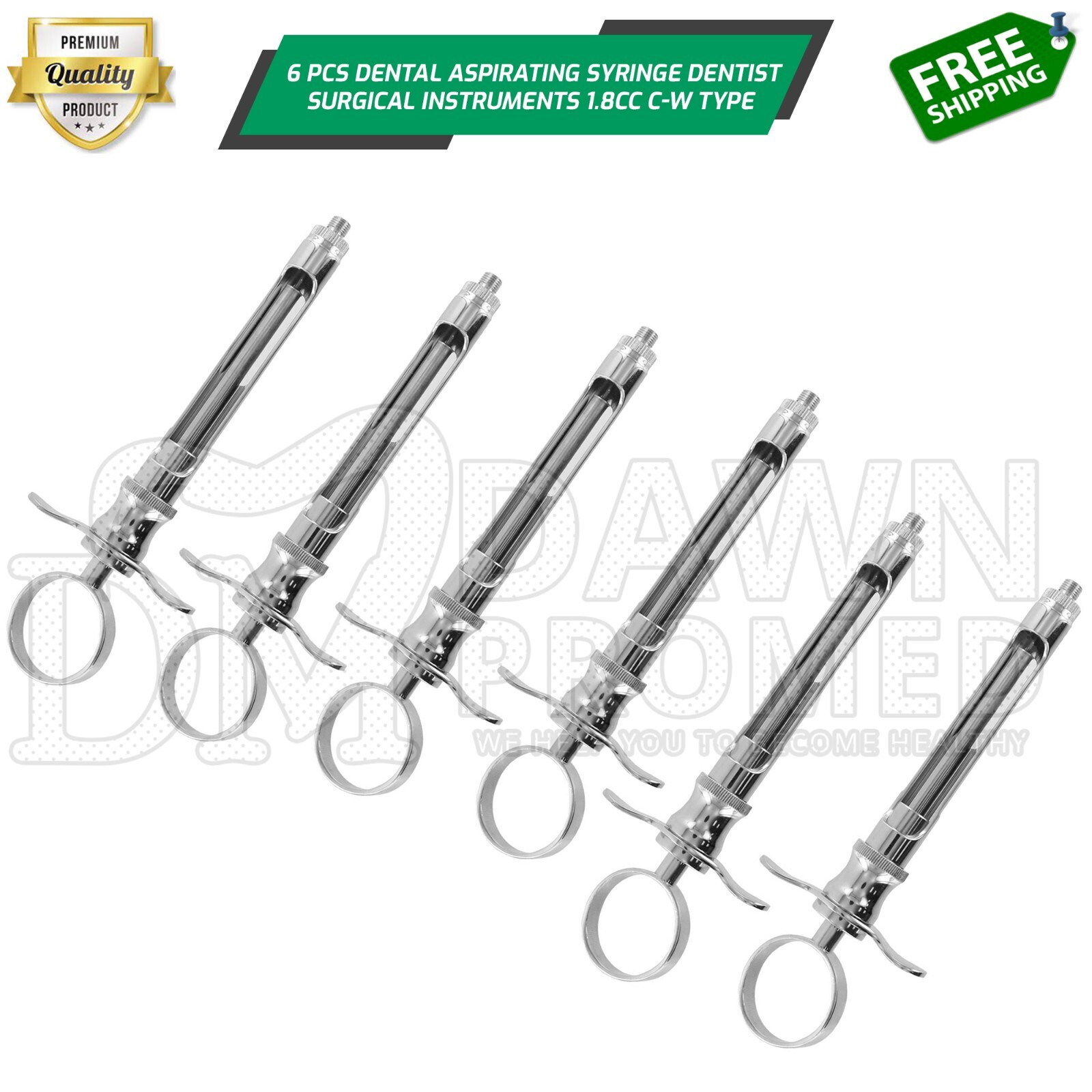 6 German Grade Dental Anesthetic Syringe Self-Aspirating 1.8CC Surgical Inst 6 German Grade Dental Anesthetic Syringe Self-Aspirating 1.8CC Surgical Inst